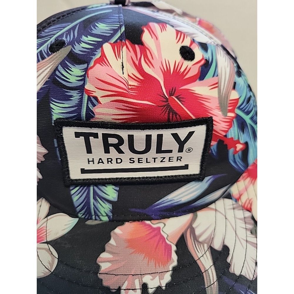 Truly Hard Seltzer Adjustable Snapback Floral Print Baseball Trucker Hat Cap - Picture 2 of 4
